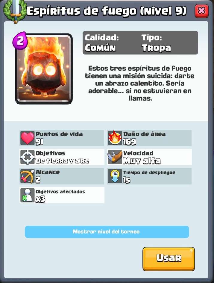 Espíritus de fuego cartas con mas daño por segundo
