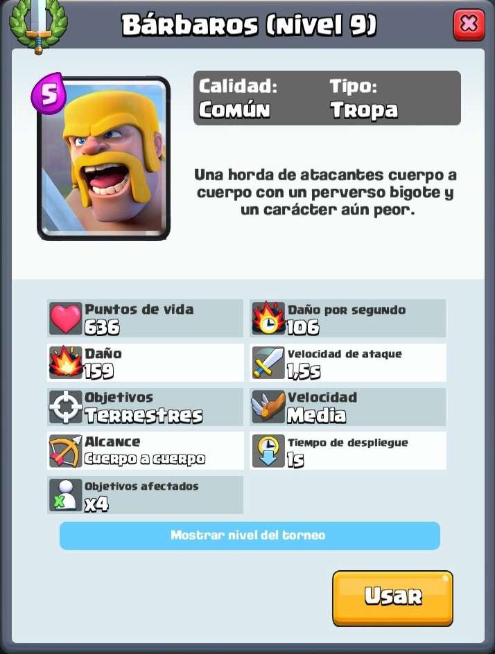 Bárbaros cartas con mas daño por segundo