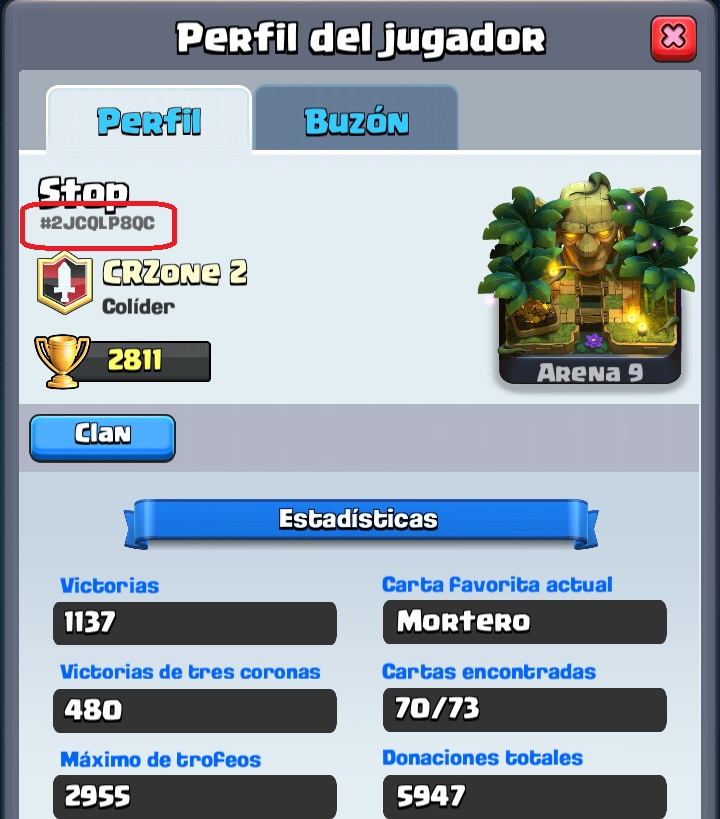 Perfil de jugador Clash Royale